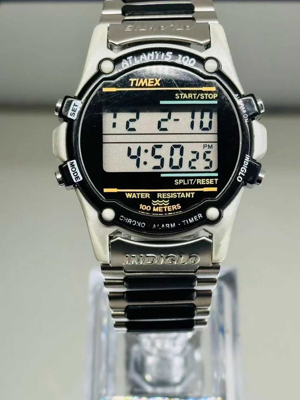 Vintage Timex Atlantis 100 Indiglo Digital Men Watch 39mm WR100M New Battery